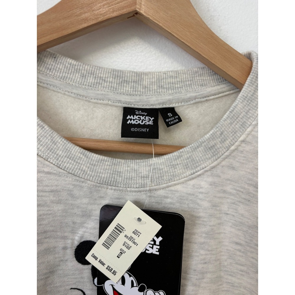 Disney Mickey Mouse Embroidered Crewneck – Heather Grey – Small – NWT - Picture 2 of 3